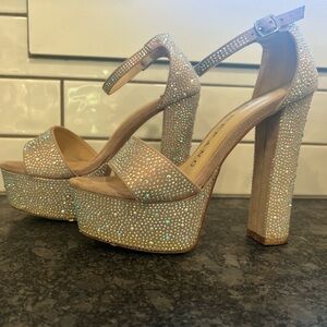 Elegant Rhinestone Platform Heels